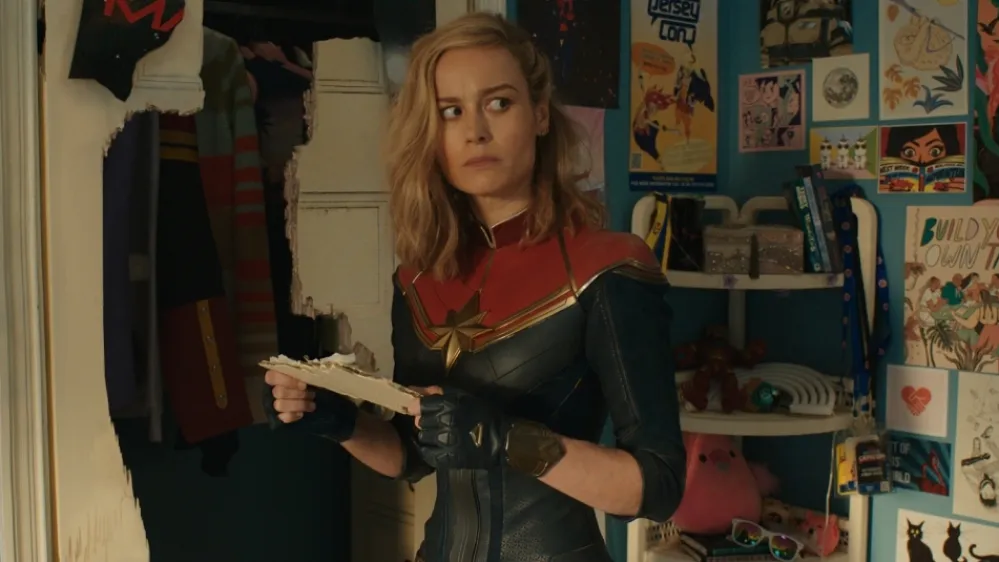 (Center, L-R)Zawe Ashton as Dar-Benn and Daniel Ings as Ty-Rone in Marvel Studios' THE MARVELS. Photo courtesy of Marvel Studios. &copy; 2023 MARVEL.