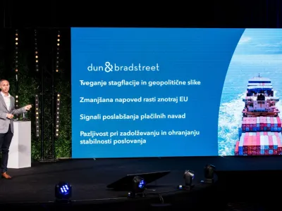 Marko Srabotnik, direktor podpore poslovanju za regijo Centralna Evropa pri Dun & Bradstreet, na leto&scaron;njem kongresu Združenja manager. F Eva Križaj