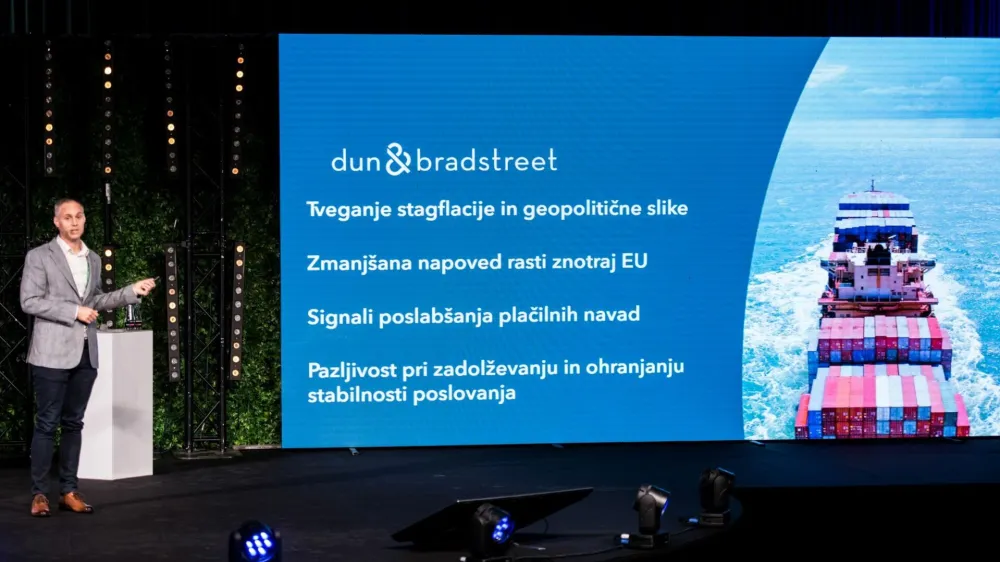 Marko Srabotnik, direktor podpore poslovanju za regijo Centralna Evropa pri Dun & Bradstreet, na leto&scaron;njem kongresu Združenja manager. F Eva Križaj