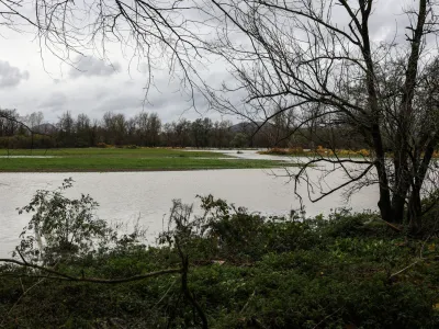 - Poplavno območje Save.- 03.11.2023.- Priprave na poplave v naselju Snebersko nabrežje v Ljubljani.//FOTO: Bojan Velikonja