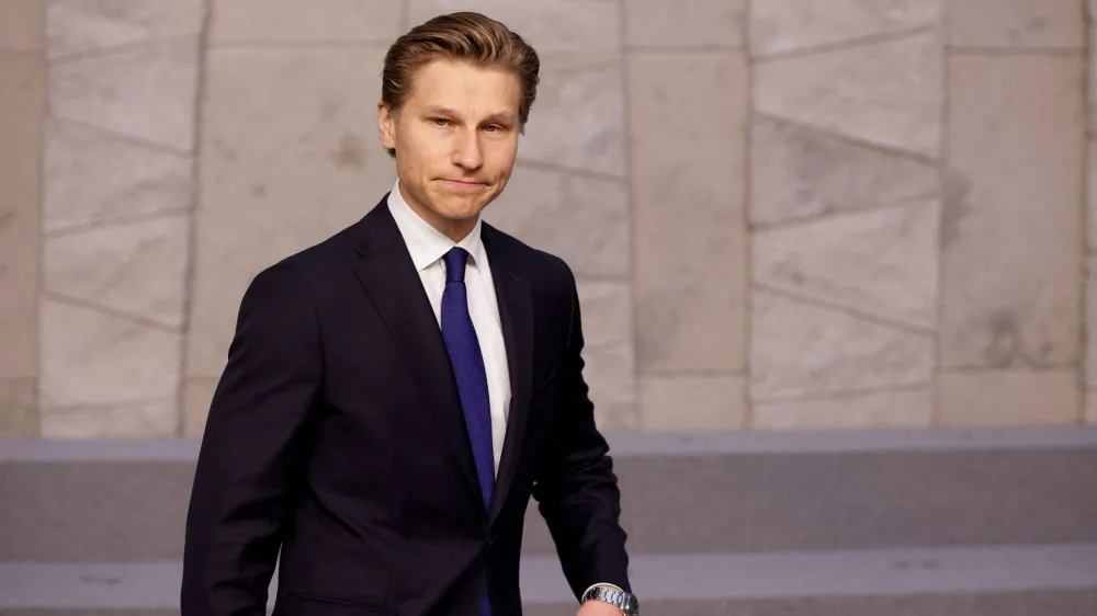 FILE PHOTO: Finland's Defence Minister Antti Hakkanen attends a family photo op during a NATO Defence Ministers' meeting at the Alliance's headquarters in Brussels, Belgium October 12, 2023. REUTERS/Johanna Geron/File Photo