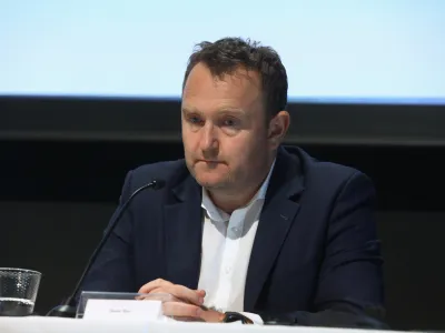 generalni direktor Slovenskih železnic Du&scaron;an Mes - 11.04.2022 - predstavitev projekta izgradnje Potni&scaron;kega centra Ljubljana - Emonika //FOTO: Luka Cjuha