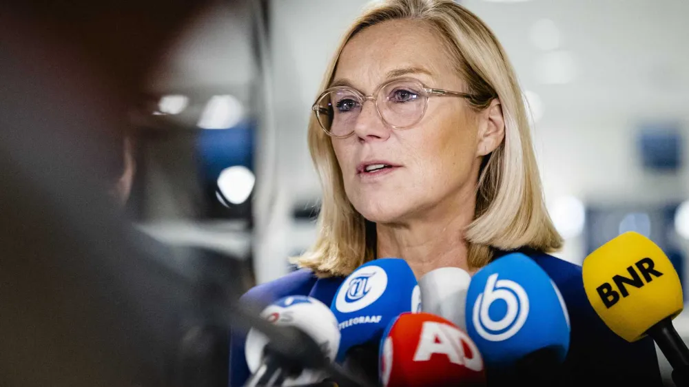 16 September 2021, Netherlands, The Hague: Sigrid Kaag, Foreign Minister of the Netherlands, speaks to journalists. Kaag resigned after harsh parliamentary criticism of the failed Afghanistan evacuation. Photo: Sem Van Der Wal/ANP/dpa