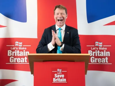 PA via Reuters<br>Reform Party leader Richard Tice speaking at a press conference at the Conrad Hilton, London, to outline Reform's plans for 2024. Picture date: Wednesday January 3, 2024.No Use UK. No Use Ireland. No Use Belgium. No Use France. No Use Germany. No Use Japan. No Use China. No Use Norway. No Use Sweden. No Use Denmark. No Use Holland. No Use Australia.