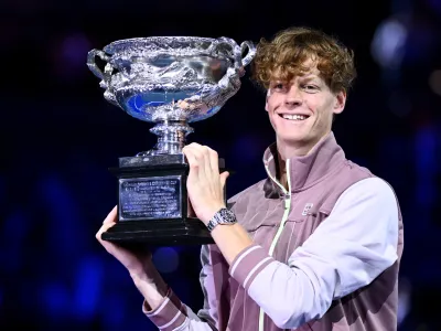 Jannik Sinner je po prvi zmagi na turnirjih za grand slam žarel od sreče.&nbsp;