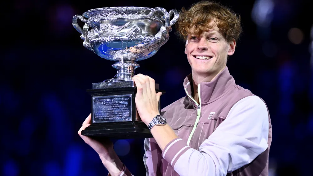 Jannik Sinner je po prvi zmagi na turnirjih za grand slam žarel od sreče.&nbsp;