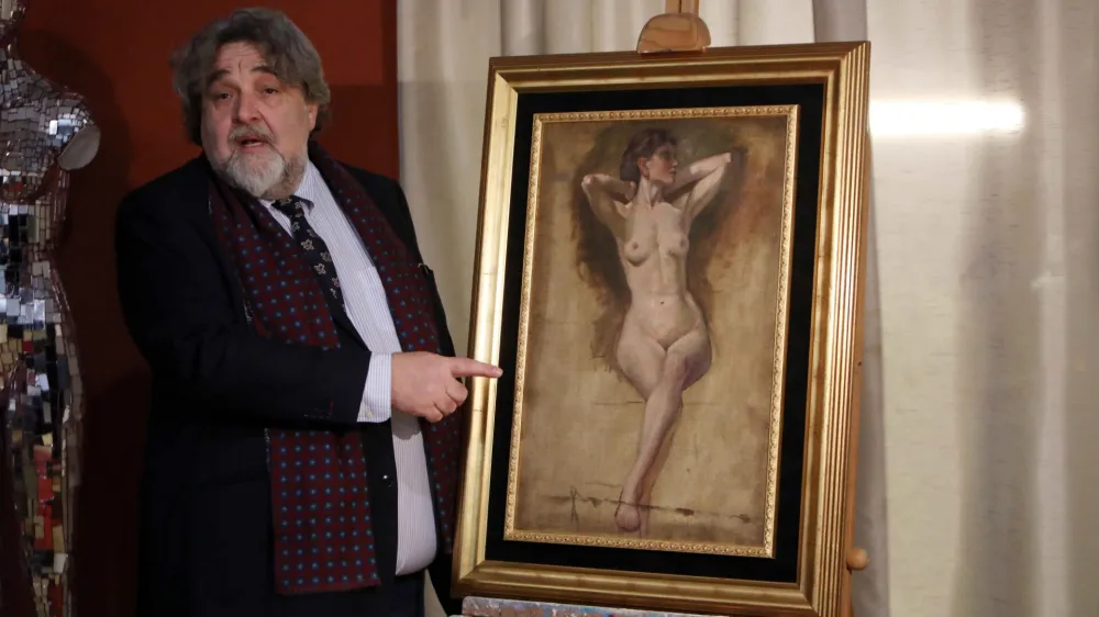 07.02.2024 -galerija Kos, najdena slika Ivane KobiliceLeon Pogel&scaron;ekFoto: Tomaž Skale