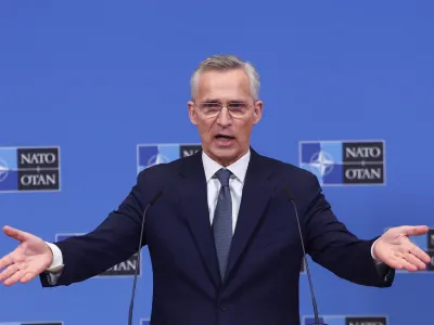 NATO Secretary General Jens Stoltenberg presents the alliance's annual report at NATO headquarters in Brussels, Belgium March 14, 2024. REUTERS/Yves Herman