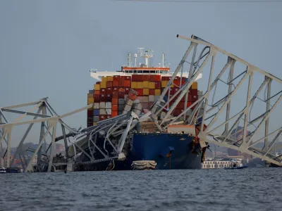 A view of the Dali cargo vessel which crashed into the Francis Scott Key Bridge causing it to collapse in Baltimore, Maryland, U.S., March 26, 2024. REUTERS/Julia Nikhinson