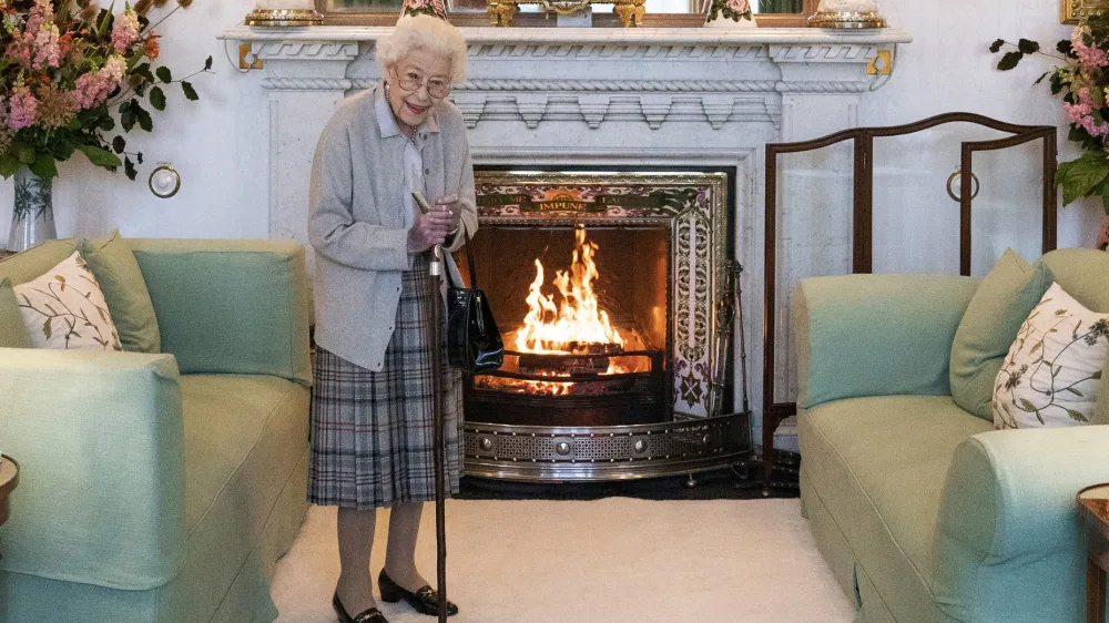 FILE - Britain's Queen Elizabeth II waits in the Drawing Room before receiving Liz Truss for an audience at Balmoral, in Scotland, Tuesday, Sept. 6, 2022, where Truss was invited to become Prime Minister and form a new government. Buckingham Palace says Queen Elizabeth II is under medical supervision as doctors are "concerned for Her Majesty's health." The announcement comes a day after the 96-year-old monarch canceled a meeting of her Privy Council and was told to rest.(Jane Barlow/Pool Photo via AP, File)