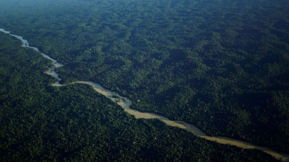General view of the Mucajai River and the tropical rainforest during an operation by the Brazilian Institute of Environment and Renewable Natural Resources (IBAMA) against illegal mining in Yanomami Indigenous land, Roraima state, Brazil, January 10, 2024. REUTERS/Ueslei Marcelino