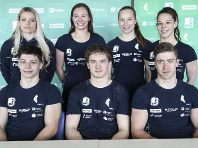 - ženska in mo&scaron;ka članska ekipa- 15.04.2024 - novinarska konferenca pred evropskim prvenstvom v &scaron;portni gimnastiki //FOTO: Jaka Gasar