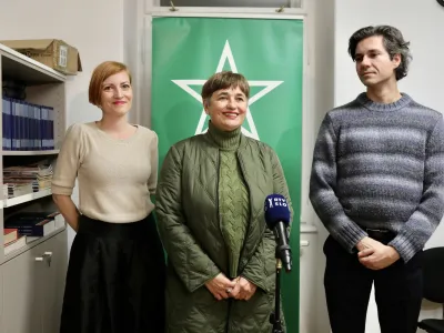 kandidatka za ljubljansko županjo Nata&scaron;a Sukič (Levica), Luka Mesec, minister za delo, družino, socialne zadeve in koordinator Levice - 20.11.2022 - Lokalne volitve 2022 v Ljubljani - redne volitve župana in članov občinskega sveta -//FOTO: Jaka Gasar