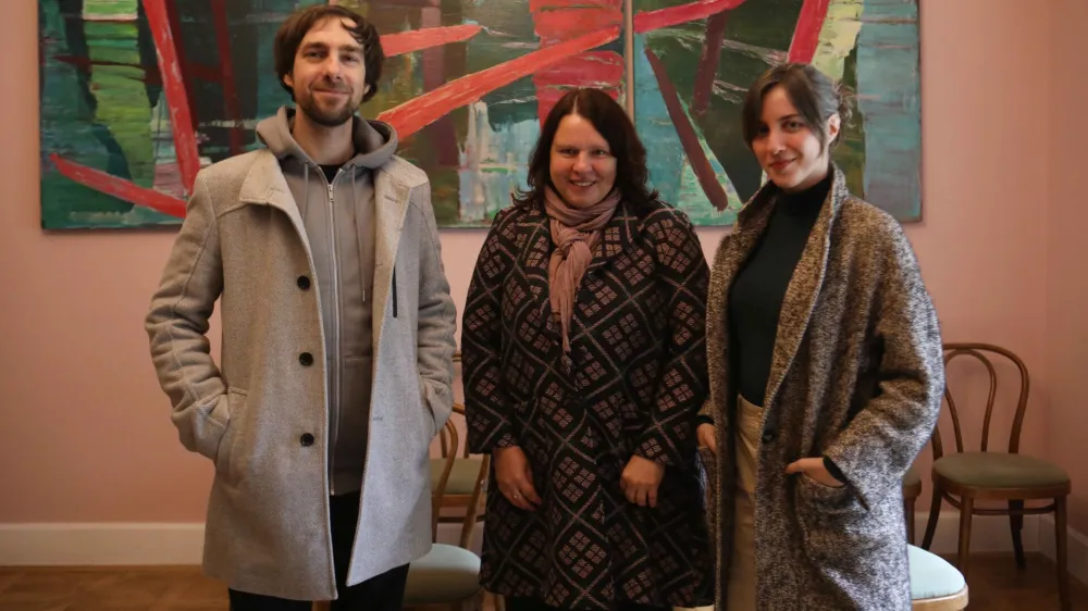 25.04.2024 - nominacije za Cankarjevo nagrado, Denis &Scaron;kofic,Mateja Pezdir Bartol,Pia PrezeljFoto: Tomaž Skale