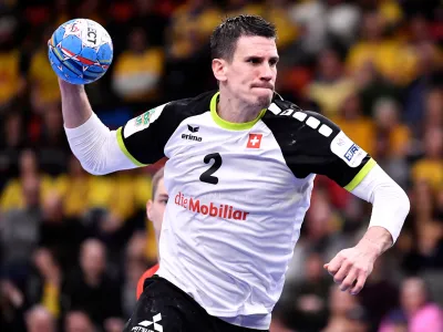 Handball - Men's 2020 EHF European Handball Championship - preliminary round Group F - Switzerland v Poland - Scandinavium Arena, Gothenburg, Sweden - January 12, 2020. Switzerland's Andy Schmid in action. TT News Agency/ Bjorn Larsson Rosvall via REUTERS   ATTENTION EDITORS - THIS IMAGE WAS PROVIDED BY A THIRD PARTY. SWEDEN OUT. NO COMMERCIAL OR EDITORIAL SALES IN SWEDEN.