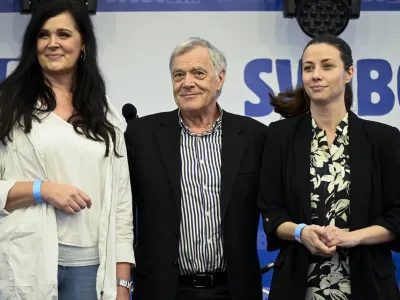 Gibanje SvobodaIrena JovevaJanja SlugaAleksander Merlo- 6.04.2024 &ndash; 1. festival SVOBODE, Zbilje.  //FOTO: Nik Erik Neubauer