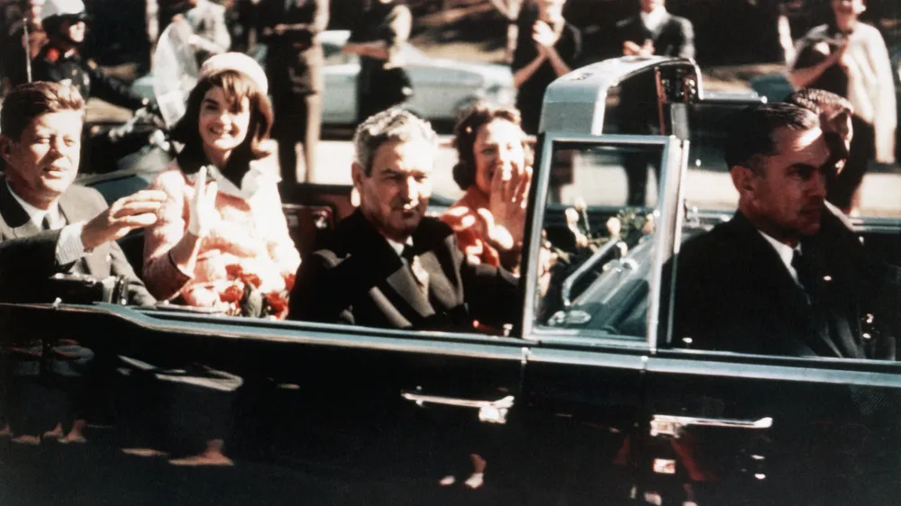 Prior to the assassination, President John F Kennedy, First Lady Jacqueline Kennedy, and Texas Governor John Connally ride through the streets of Dallas, Texas on November 22, 1963. Included as an exhibit for the Warren Commission. (Photo by &copy; CORBIS/Corbis via Getty Images)