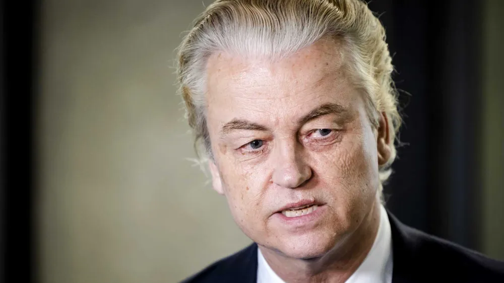 15 May 2024, Netherlands, The Hague: Radical-right populist Geert Wilders (PVV) arrives at the founding talks between the PVV, VVD, NSC and BBB party factions. Almost six months after the parliamentary elections in the Netherlands, the radical right-wing populist Geert Wilders and three other right-wing parties have agreed on a new coalition. Photo: Sem Van Der Wal/ANP/dpa