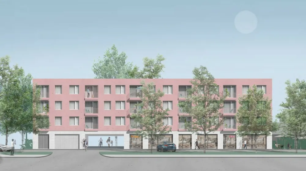 Najnižjo ponudbo za gradnjo soseske Litijska-Pesarska je oddala družba Strabag, a je bila tudi ta vi&scaron;ja od sredstev, ki jih ima stanovanjski sklad zagotovljena za ta projekt. Vir:&nbsp;Nava arhitekti