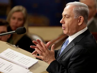 FILE PHOTO: Israeli Prime Minister Benjamin Netanyahu addresses a joint meeting of the U.S. Congress at the Capitol in Washington March 3, 2015. REUTERS/Joshua Roberts/File Photo
