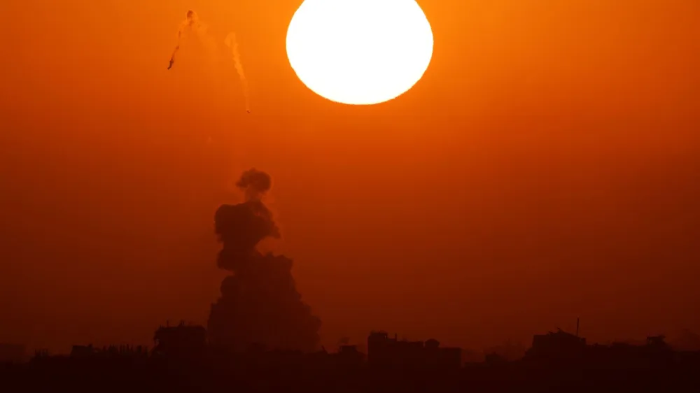 An explosion is seen following an Israeli air strike in Gaza, amid the ongoing conflict between Israel and the Palestinian Islamist group Hamas, as seen from Israel, June 2, 2024. REUTERS/Amir Cohen