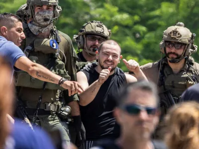 Almog Meir Jan, a released hostage reacts, after the military said that Israeli forces have rescued four hostages alive from the central Gaza Strip on Saturday, in Ramat Gan, Israel June 8, 2024. REUTERS/Marko Djurica