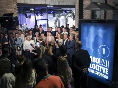 predsednik vlade Robert Golob- 09.06.2024 - Evropske volitve 2024 - Volitve poslancev v Evropski parlament - &scaron;tab stranke Svoboda //FOTO: Jaka Gasar