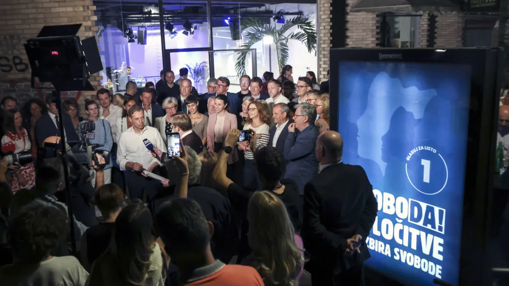 predsednik vlade Robert Golob- 09.06.2024 - Evropske volitve 2024 - Volitve poslancev v Evropski parlament - &scaron;tab stranke Svoboda //FOTO: Jaka Gasar