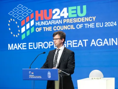 Predstavitev madžarskega predsedstva Svetu EU, za evropske zadeve Minister Janos Boka