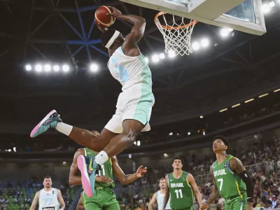 Josh Nebo28.06.2024 - Pripravljalna tekma v ko&scaron;arki, Slovenija: Brazilija, Stožice. FOTO: Nik Erik Neubauer