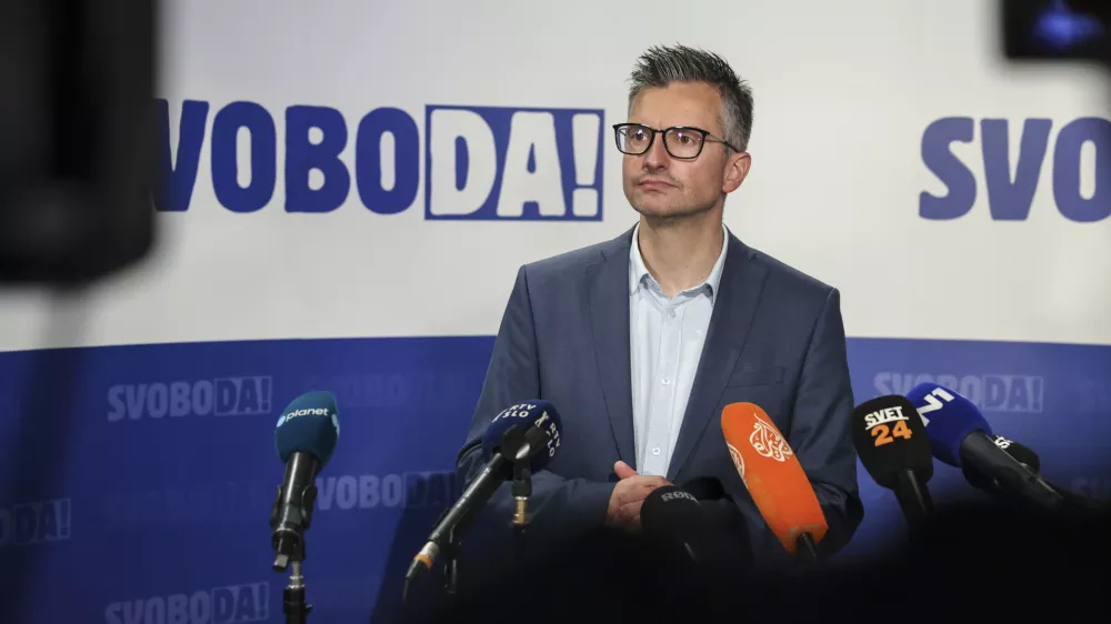 evropski poslanec Marjan &Scaron;arec- 09.06.2024 - Evropske volitve 2024 - Volitve poslancev v Evropski parlament - &scaron;tab stranke Svoboda //FOTO: Jaka Gasar