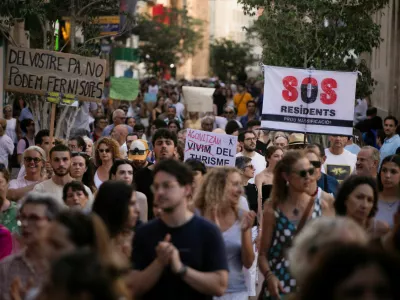 People take part in a protest against mass tourism in Palma de&nbsp;Mallorca, Spain, July 21, 2024. REUTERS/Stringer