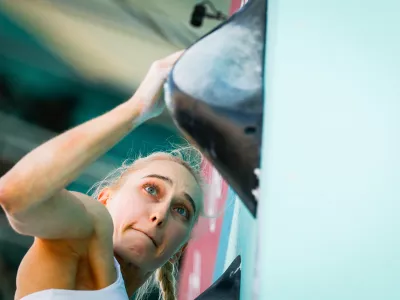 Janja Garnbret je v polfinalu olimpijskega se&scaron;tevka balvanskega plezanja in težavnosti zbrala 195,7 točke ter bila prepričljivo najbolj&scaron;a. Foto: STA