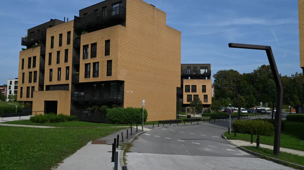 Ulica Ivane Kobilce je dostopna pot za lastnike stanovanj v stavbah ob ulici. Z nakupom stanovanj so kupci postali tudi solastniki ulice. Foto:&nbsp;Nik Erik Neubauer