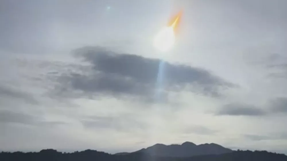 In this photo grabbed from a video, a space rock dubbed 2024 RW1 is seen over Progressive village, Gonzaga, Cagayan province, Philippines, early Thursday September 5, 2024. (Allan G. Madelar via AP)