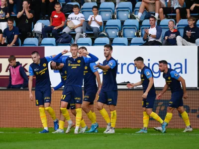 Nogometa&scaron;i Celja so se veselili zmage na &scaron;tajerskem derbiju proti Mariboru. Foto: Nik Erik Neubauer