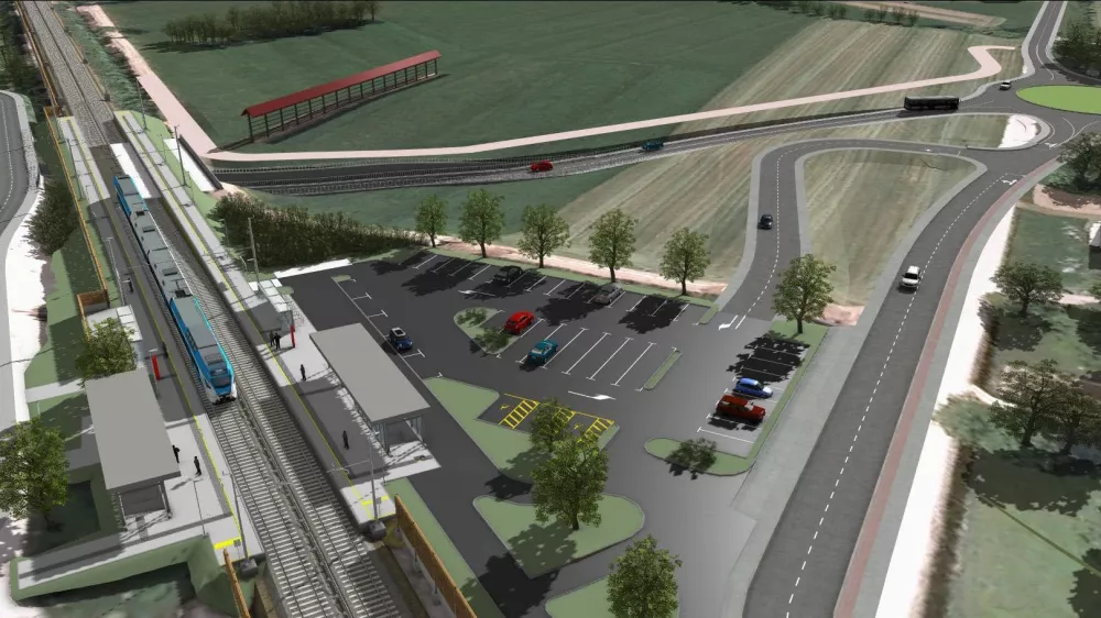 Pri novem postajali&scaron;ču v Vnanjih Goricah bo parkiri&scaron;če sistema parkiraj in prestopi na javni prevoz. Vir:&nbsp;Direkcija za infrastrukturo