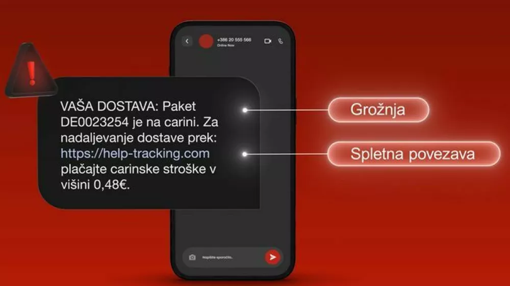 Primer smishinga v imenu po&scaron;te, kjer naj bi podatke vpisali pod pretvezo, da gre za plačilo carinskih stro&scaron;kov. Foto: SI-CERT