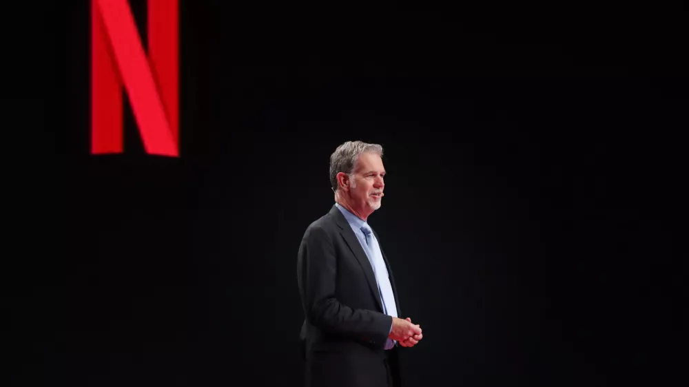 25 November 2019, South Korea, Busan: Netflix CEO Reed Hastings, speaks during the 2019 Culture Innovation Summit at the BEXCO convention center, as part of the ASEAN-Republic of Korea Commemorative Summit. Photo: -/YNA/dpa