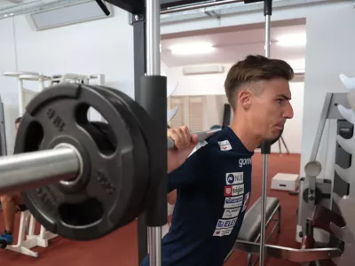 Timi Zajc 27.05.2024. - Trening Slovenske reprezentance v smučarskih skokih na &scaron;tadionu v Kranju. Foto: Bojan Velikonja