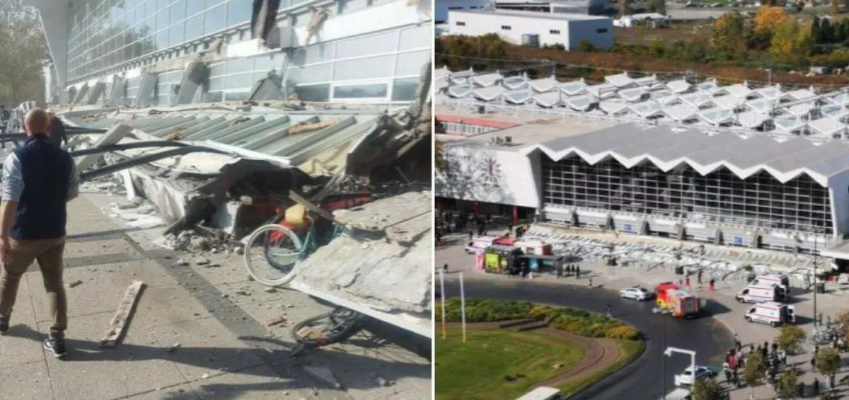 Zru&scaron;enje nadstre&scaron;ka postaje Novi Sad Foto: X/@Serbnews