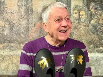 Leto&scaron;nji dobrodelnih copat CopArt, zasnovanih v sodelovanju z oblikovalcem Oskarjem Kogojem, ki jo krasi čudoviti motivi zlate čebele &ndash; simbola trdega dela, sodelovanja in skupnosti. F ZPMS