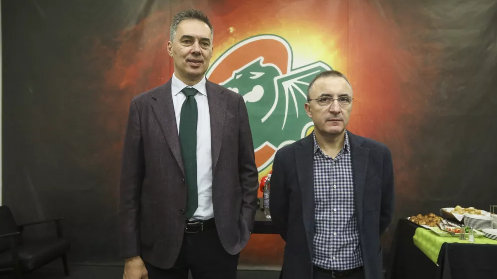 Davor Užbinac in Cheche Muler21.11.2024 - pogovor z Davorjem Užbincem, direktorjem Cedevite Olimpije, in Chechujem Mulerom, &scaron;portnim direktorjem ljubljanskega klubaFOTO: LUKA CJUHA