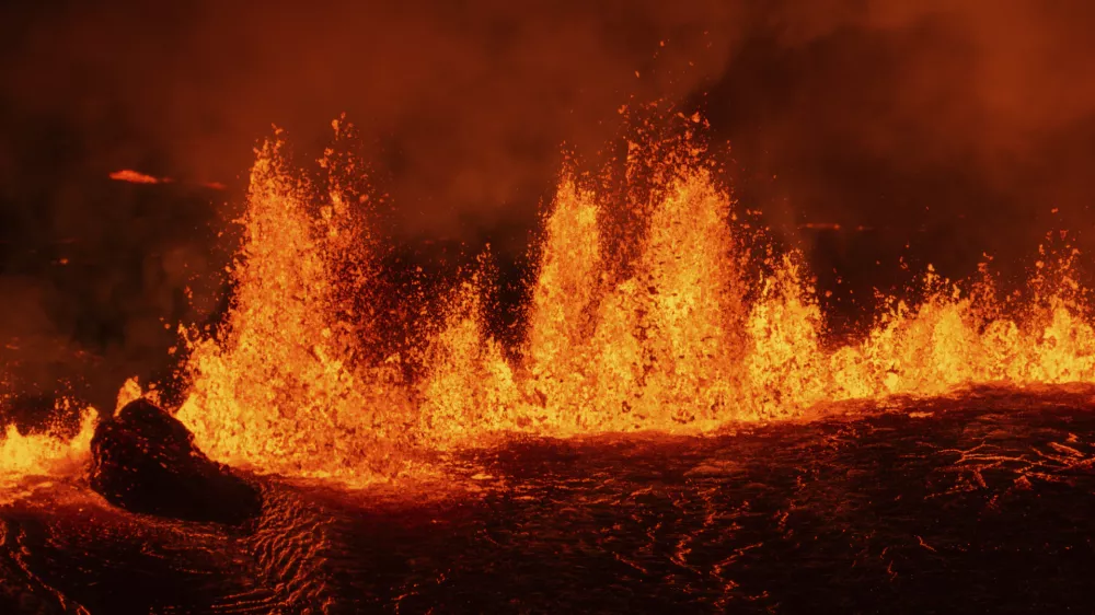 A new volcanic eruption that started on the Reykjanes Peninsula in Iceland, Wednesday, Nov.20, 2024. (AP Photo/Marco di Marco)