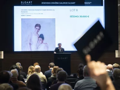 Slovenska umetnostUmetnineUmetni&scaron;ki trgIvana Kobilica7.12.2024 Dražba umetni&scaron;kih del v organizaciji galerije SLOART, hotel Grand Plaza.FOTO: Nik Erik Neubauer