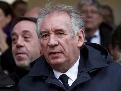 FILE - Francois Bayrou, leader of French centrist party MoDem (Mouvement Democrate), arrives to attend a ceremony for the French victims of the Oct.7 2023 Hamas' attack, at the Invalides monument, Wednesday, Feb.7, 2024. French President Emmanuel Macron named key centrist ally Fran&ccedil;ois Bayrou as new prime minister Friday Dec.13 2024. (Gonzalo Fuentes/Pool via AP, File)