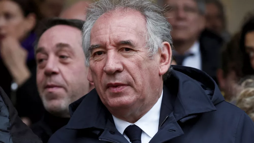 FILE - Francois Bayrou, leader of French centrist party MoDem (Mouvement Democrate), arrives to attend a ceremony for the French victims of the Oct.7 2023 Hamas' attack, at the Invalides monument, Wednesday, Feb.7, 2024. French President Emmanuel Macron named key centrist ally Fran&ccedil;ois Bayrou as new prime minister Friday Dec.13 2024. (Gonzalo Fuentes/Pool via AP, File)