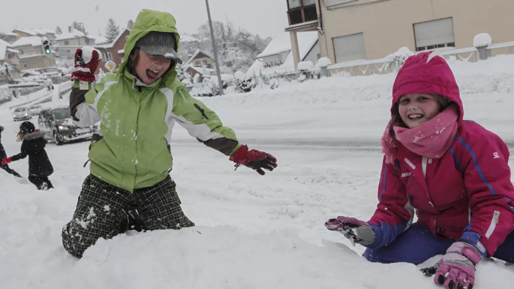 - 06.02.2015 - Novo Mesto- zima - sneg - sneženje - kepanje- igranje v snegu - otroci  ///FOTO: Luka Cjuha..