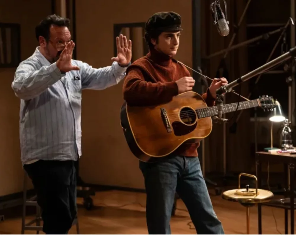 Režiser James Mangold in Timoth&eacute;e Chalamet na snemanju filma. F Searchlight Pictures