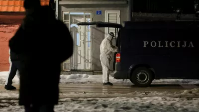 Forensics prepare to work at the scene where a gunman opened fire at a restaurant and killed several people in Cetinje, Montenegro, January 1, 2025. REUTERS/Stevo Vasiljevic